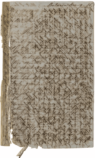 1ste bladzijde brief 9 december 1856 (John G. and Beatrice A. Dunlap family correspondence, Louisiana Research Collection, Tulane University, hierna LaRC)