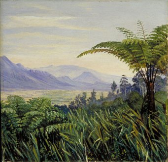 Marianne North: "Tree Fern in the Preanger Mountains, Java", Painting 704. Olie op doek, afgebeeld: boomvarens. (Marianne North Gallery http://www.kew.org/mng/gallery/704.html )
